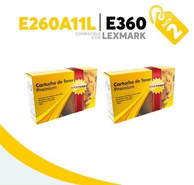 2 Pza Tóner E360 Compatible con Lexmark E260A11L