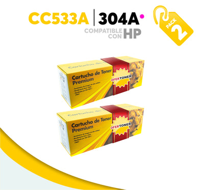 2 Pza Tóner 304A Compatible con HP CC533A