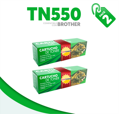 2 Pza Tóner TN550 Compatible con Brother