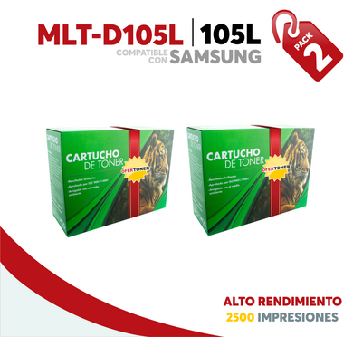 2 Pza Tóner 105L Alto Rendimiento Compatible con Samsung MLT-D105L