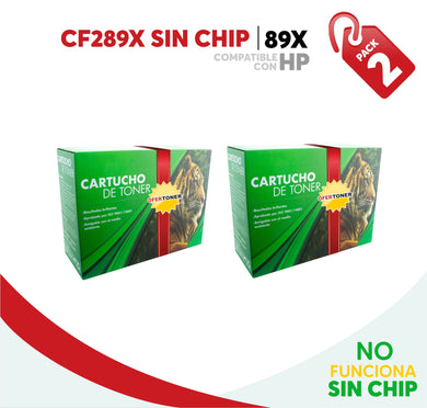 2 Pza Tóner 89X Alto Rendimiento Sin Chip Compatible con HP CF289X