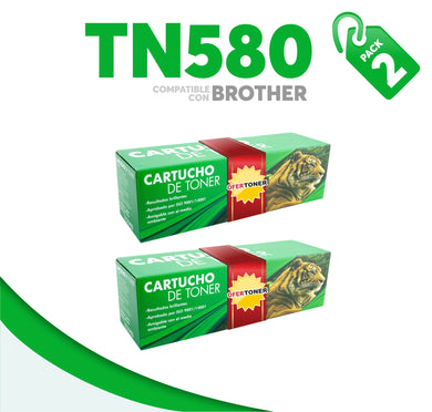 2 Pza Tóner TN580 Compatible con Brother