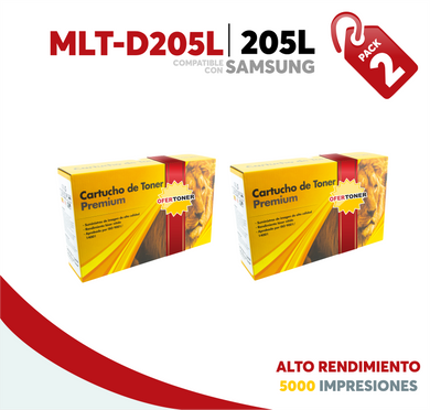 2 Pza Tóner 205L Alto Rendimiento Compatible con Samsung MLT-D205L