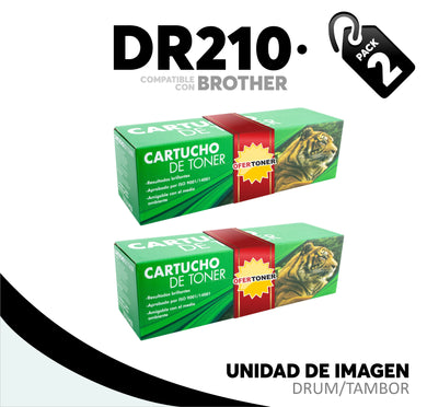 2 Pza Unidad de Imagen DR210BK Compatible con Brother