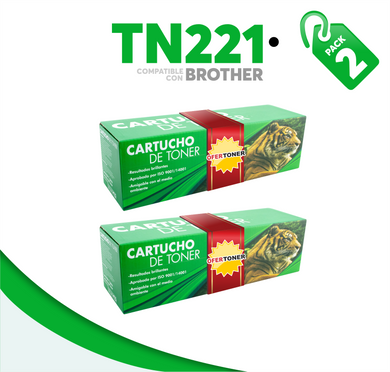 2 Pza Tóner TN221BK Compatible con Brother