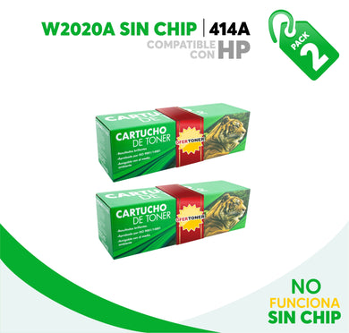 2 Pza Tóner 414A Sin Chip Compatible con HP W2020A