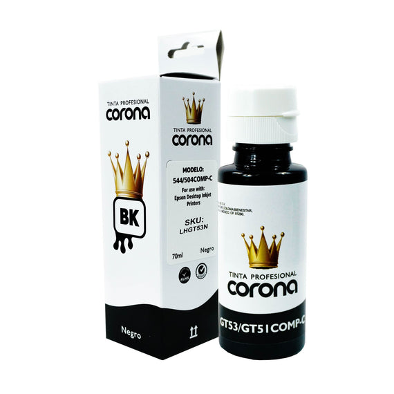 Tinta Corona Compatible Con Hp GT53/GT51/GT52 Negro 90ml