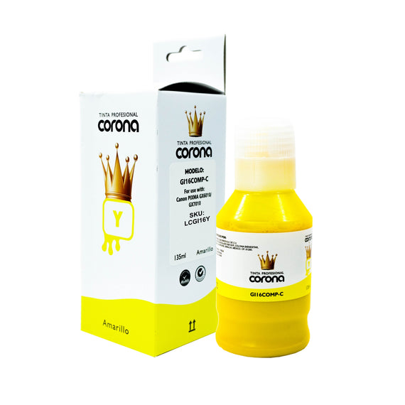 Tinta Corona Compatible Con Canon GI16 Amarillo 135ml