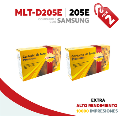 2 Pza Tóner 205E Extra Alto Rendimiento Compatible con Samsung MLT-D205E