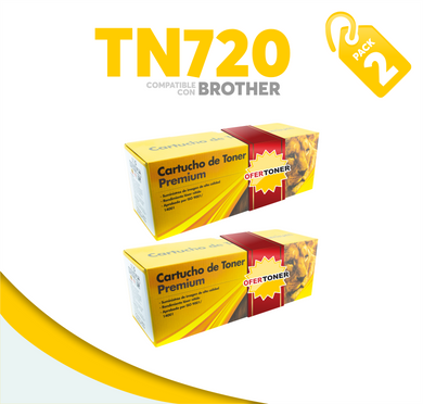 2 Pza Tóner TN720 Compatible con Brother