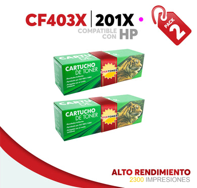 2 Pza Tóner 201X Alto Rendimiento Compatible con HP CF403X