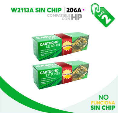 2 Pza Tóner 206A Sin Chip Compatible con HP W2113A