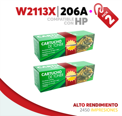 2 Pza Tóner 206X Alto Rendimiento Compatible con HP W2113X