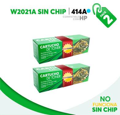 2 Pza Tóner 414A Sin Chip Compatible con HP W2021A