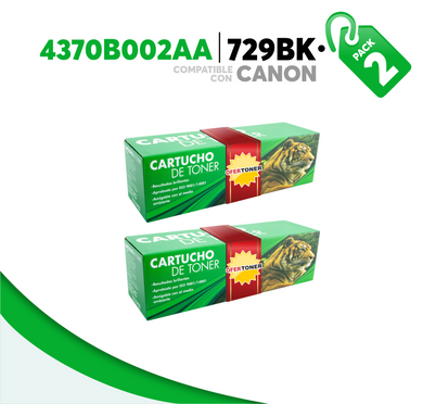 2 Pza Tóner 729BK Compatible con Canon 4370B002AA