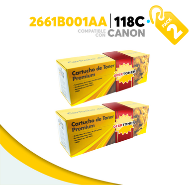 2 Pza Tóner 118C Compatible con Canon 2661B001AA