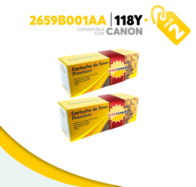 2 Pza Tóner 118Y Compatible con Canon 2659B001AA