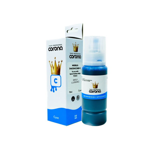 Tinta Corona Universal Compatible Con 504/544/GI10/GI11/GT53/GT51 Cian 100ml