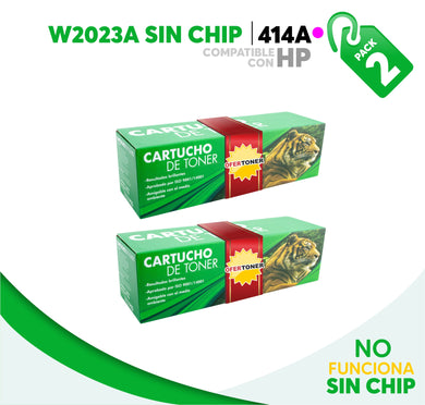 2 Pza Tóner 414A Sin Chip Compatible con HP W2023A