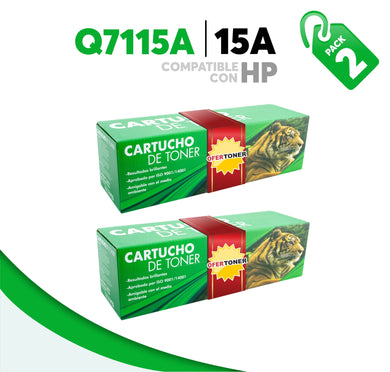 2 Pza Tóner 15A Compatible con HP Q7115A