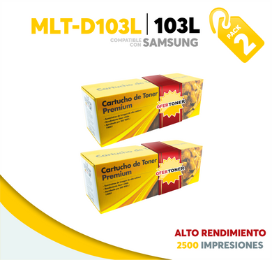 2 Pza Tóner 103L Alto Rendimiento Compatible con Samsung MLT-D103L