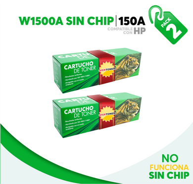 2 Pza Tóner 150A Sin Chip Compatible con HP W1500A