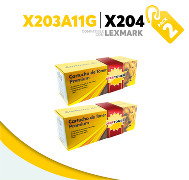 2 Pza Tóner X204 Compatible con Lexmark X203A11G