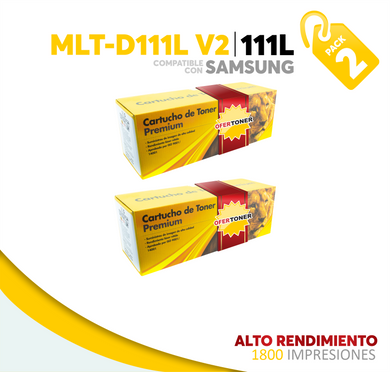 2 Pza Tóner 111L Alto Rendimiento Compatible con Samsung MLT-D111L V2