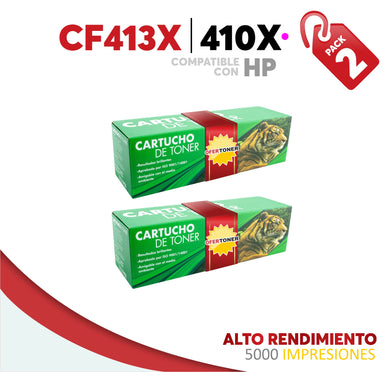 2 Pza Tóner 410X Alto Rendimiento Compatible con HP CF413X