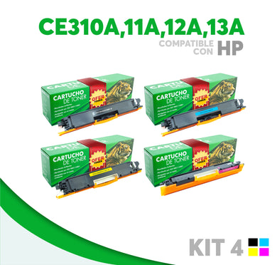 4 Pack Tóner CE310A/CE311A/CE312A/CE313A Compatible con HP