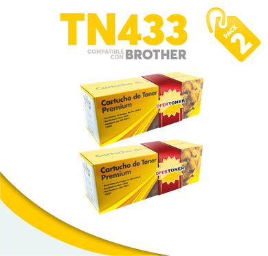 2 Pza Tóner TN433 Compatible con BROTHER