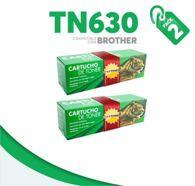 2 Pza Tóner TN630 Compatible con Brother