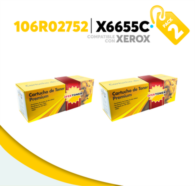 2 Pza Tóner X6655C Compatible con Xerox 106R02752