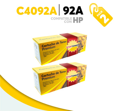 2 Pza Tóner 92A Compatible con HP C4092A