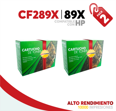 2 Pza Tóner 89X Alto Rendimiento Compatible con HP CF289X