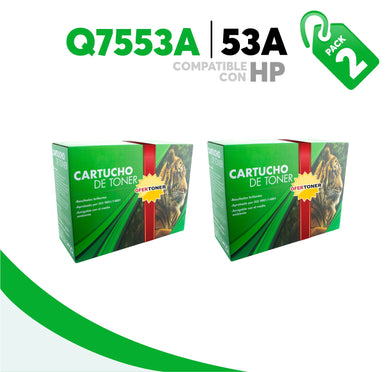 2 Pza Tóner 53A Compatible con HP Q7553A