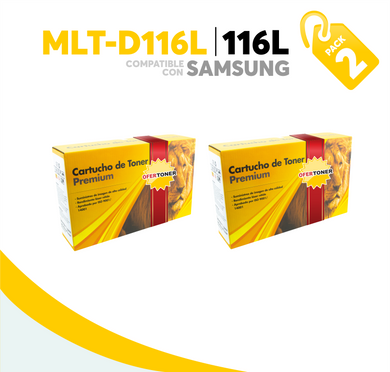 2 Pza Tóner 116L Compatible con Samsung MLT-D116L