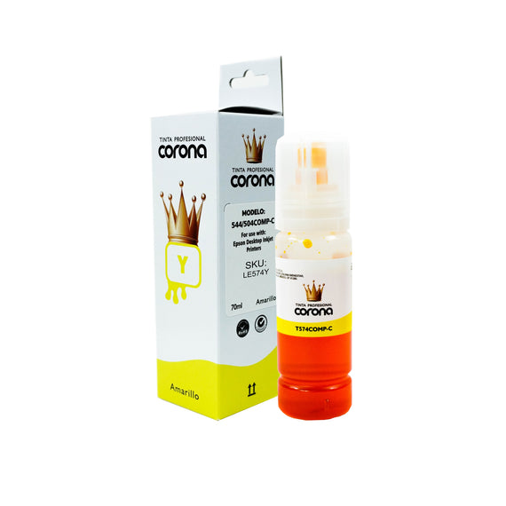 Tinta Corona Compatible Con Epson 574 Amarillo 70ml