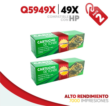 2 Pza Tóner 49X Alto Rendimiento Compatible con HP Q5949X