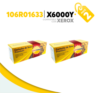 2 Pza Tóner X6000Y Compatible con Xerox 106R01633