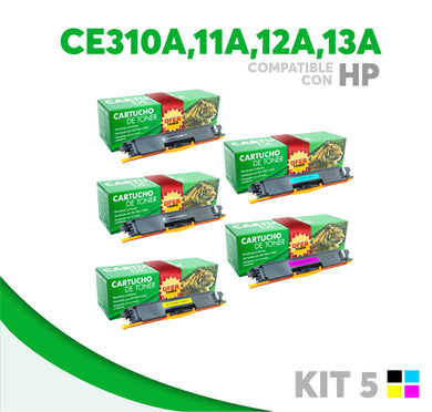 5 Pack Tóner CE310A/CE311A/CE312A/CE313A Compatible con HP