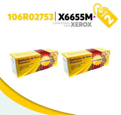 2 Pza Tóner X6655M Compatible con Xerox 106R02753