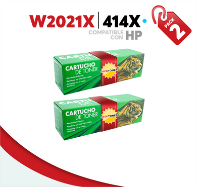 2 Pza Tóner 414X Alto Rendimiento Compatible con HP W2021X