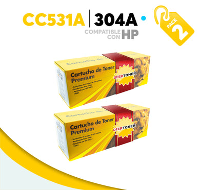 2 Pza Tóner 304A Compatible con HP CC531A