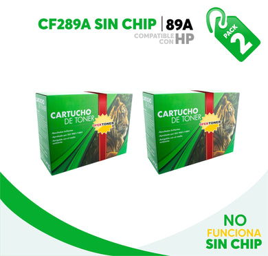 2 Pza Tóner 89A Sin Chip Compatible con HP CF289A