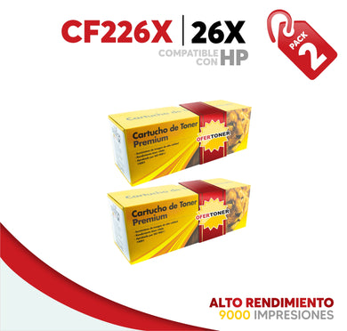 2 Pza Tóner 26X Alto Rendimiento Compatible con HP CF226X