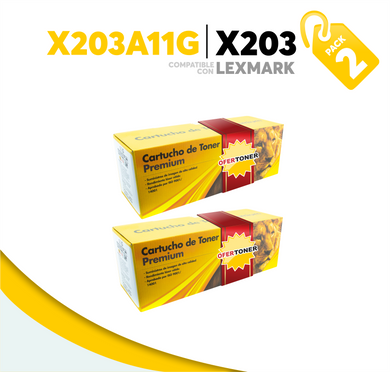 2 Pza Tóner X203 Compatible con Lexmark X203A11G