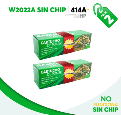 2 Pza Tóner 414A Sin Chip Compatible con HP W2022A