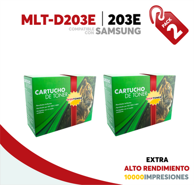 2 Pza Tóner 203E Extra Alto Rendimiento Compatible con Samsung MLT-D203E