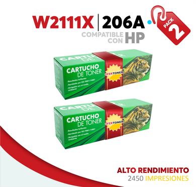 2 Pza Tóner 206X Alto Rendimiento Compatible con HP W2111X